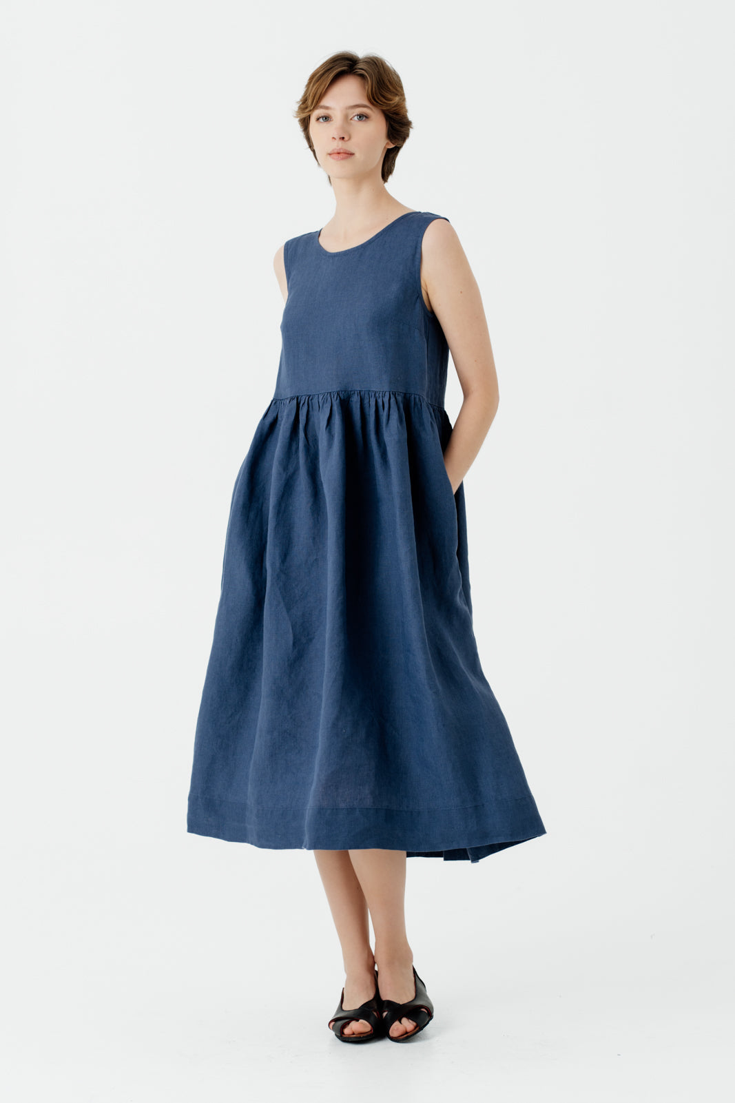 Smock Dress, Sleeveless, Moonlight Blue