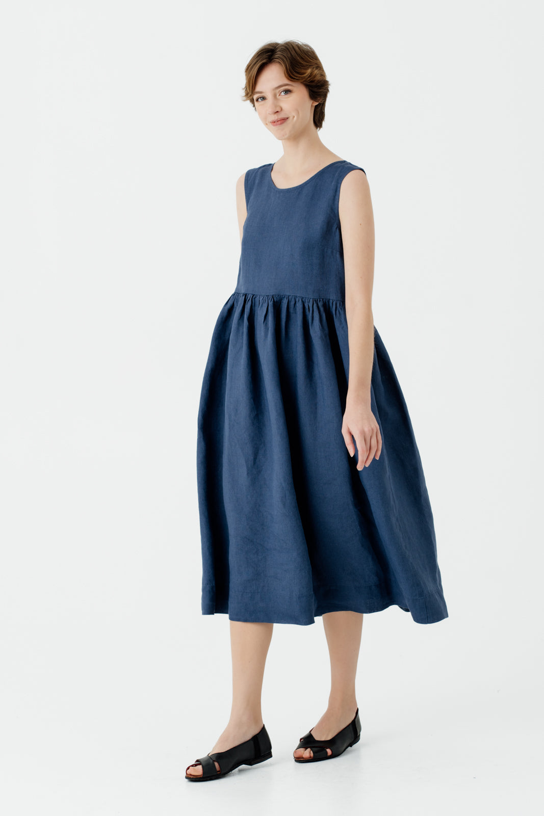 Smock Dress, Sleeveless, Moonlight Blue#color_moonlight-blue