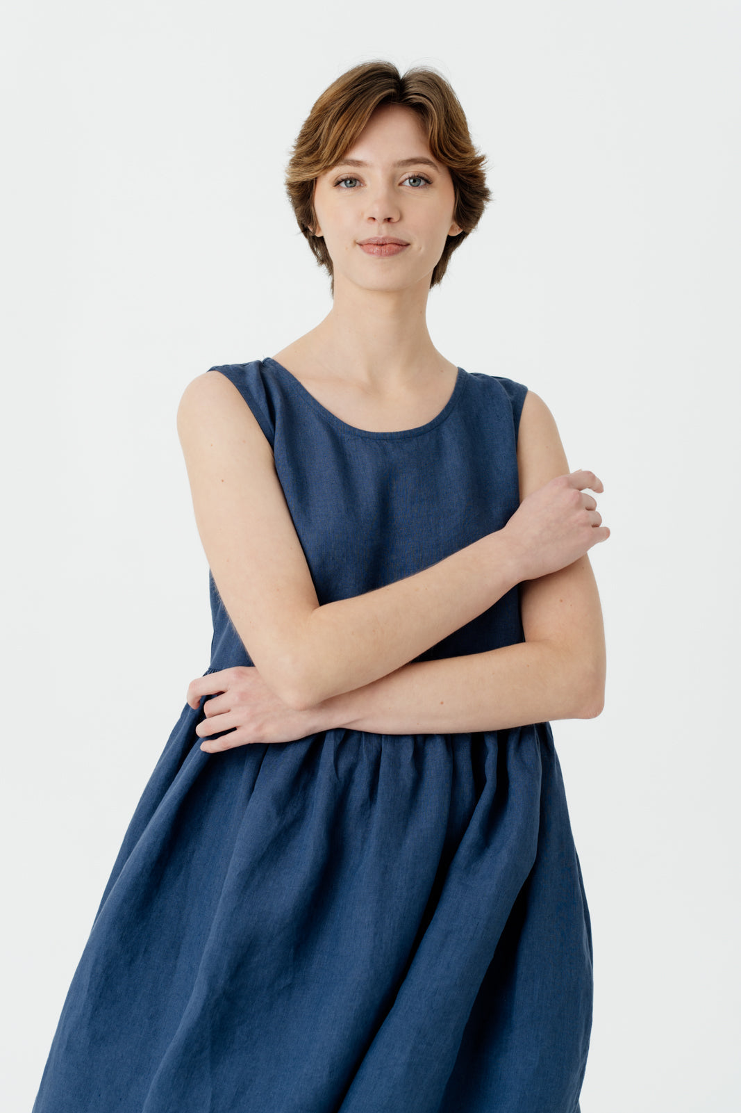 Smock Dress, Sleeveless, Moonlight Blue#color_moonlight-blue