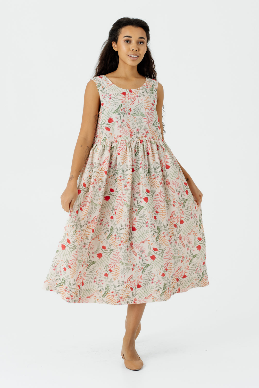 Smock Dress, Sleeveless, Whimsical Garden