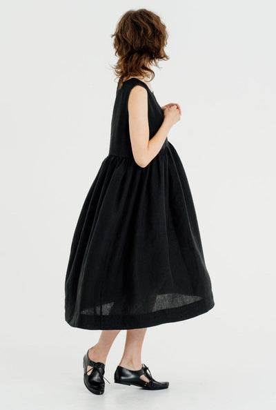 Smock Dress, Sleeveless#color_black-pansy