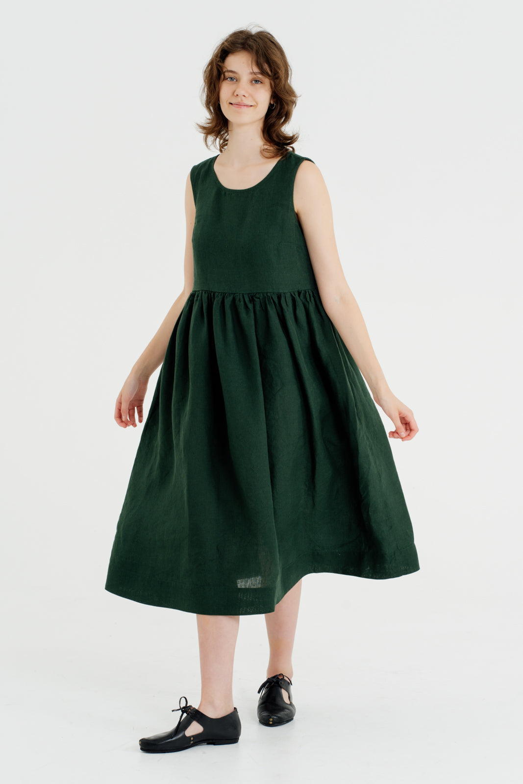 Smock Dress, Sleeveless, Evergreen#color_evergreen