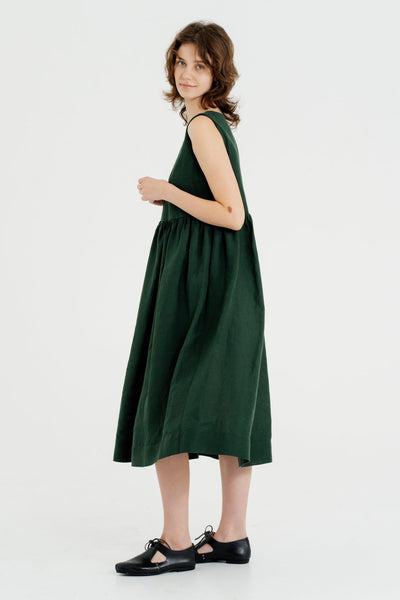 Smock Dress, Sleeveless, Evergreen#color_evergreen