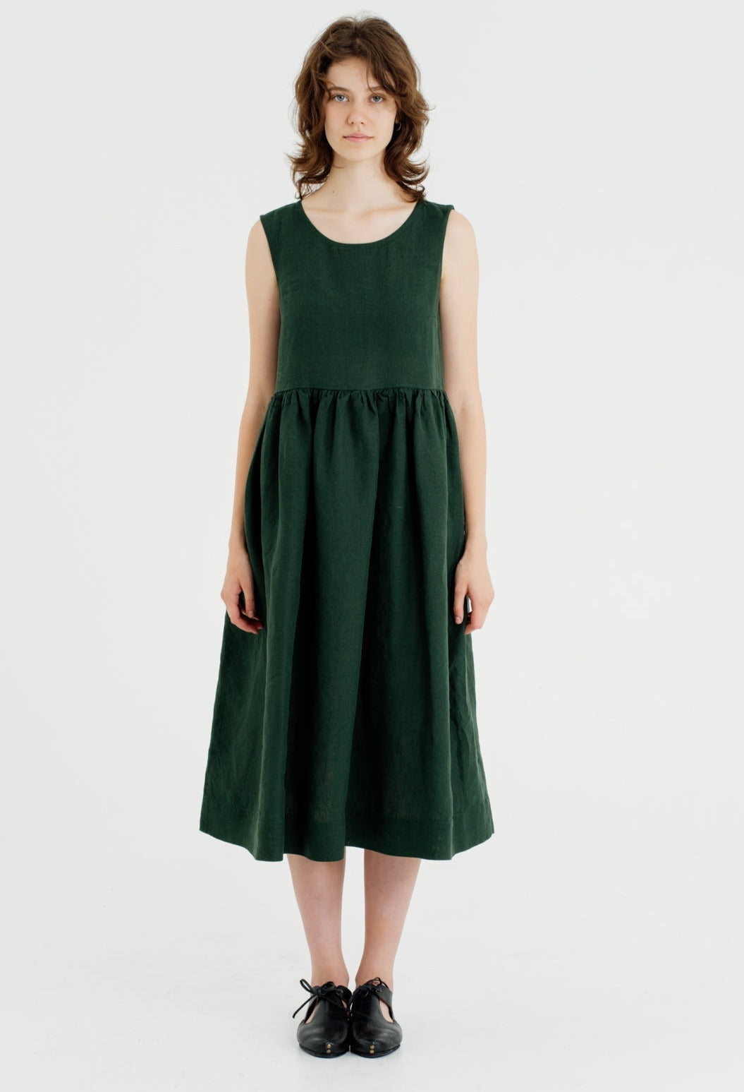 Smock Dress, Sleeveless, Evergreen#color_evergreen