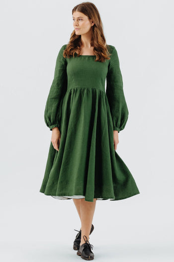 Carmen Dress, Long Sleeve, Emerald Green#color_emerald-green