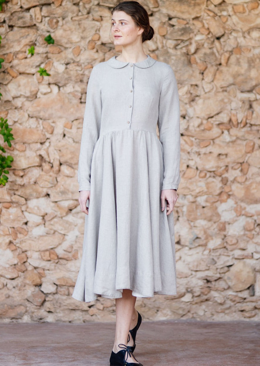 Classic Dress, Long Sleeve, Natural Linen