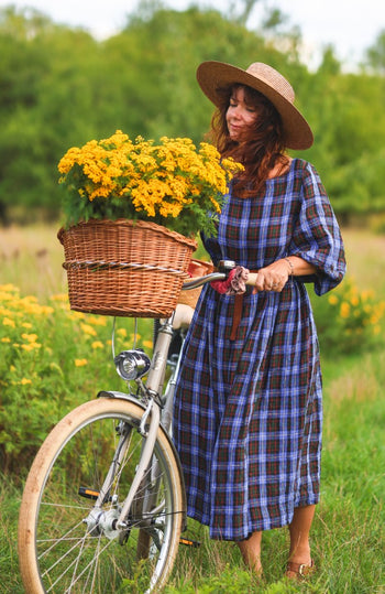Smock Gaia Dress, Long Sleeve, Fogwood Tartan
#color_fogwood-tartan
