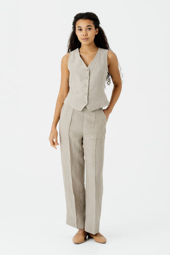 Stella Trousers, Natural Linen