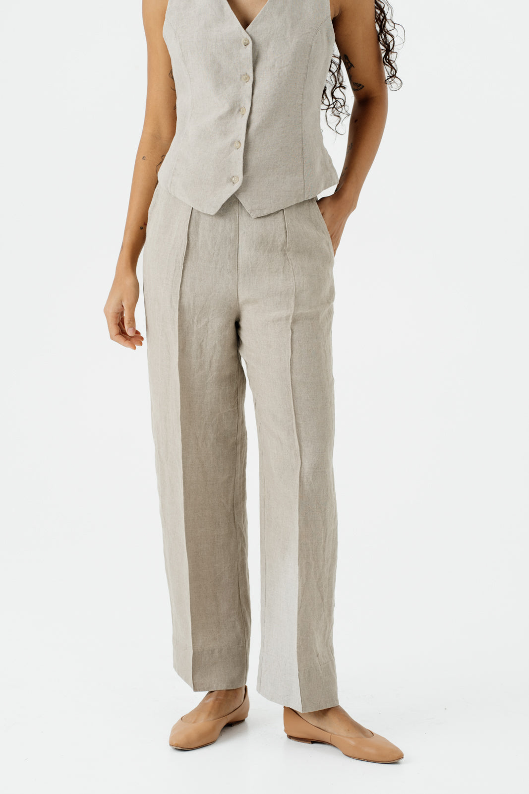 Stella Trousers, Natural Linen