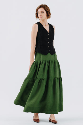 Tiered Skirt, Emerald Green