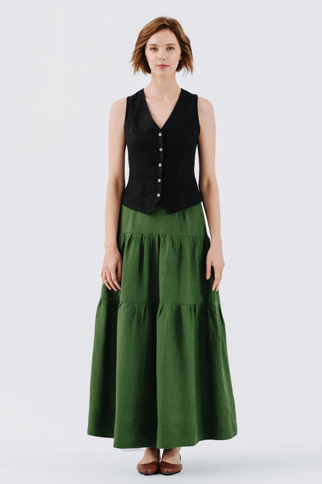 Tiered Skirt, Emerald Green