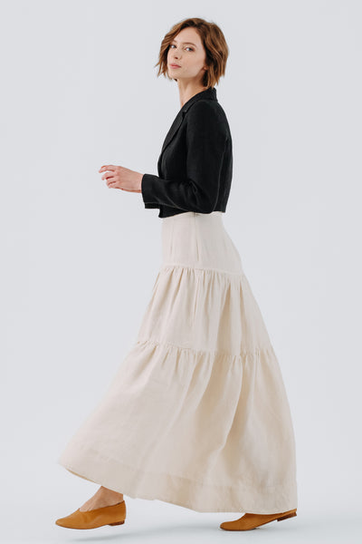 Tiered Skirt, Hemp, Milky White