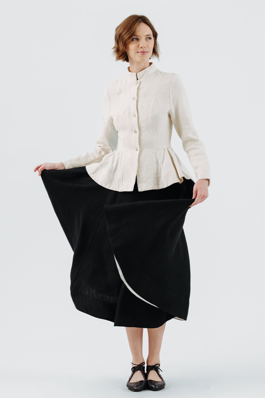 Peplum Jacket, Twill Linen#color_milky-white