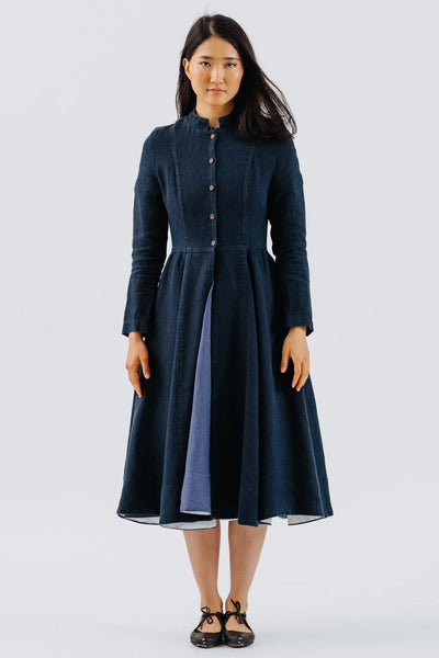 Victorian Coat, Twill Linen, Night Navy