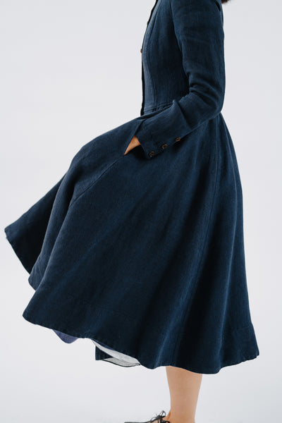 Victorian Coat, Twill Linen, Night Navy