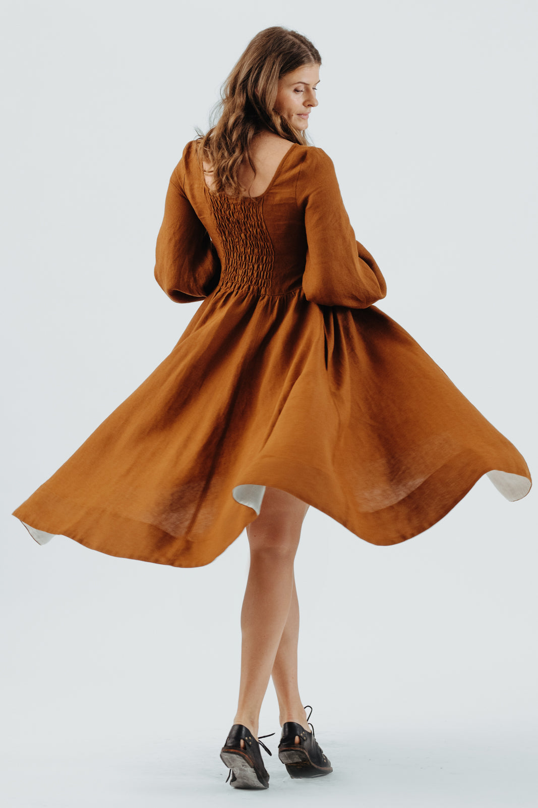 Son de Flor Carmen Dress, Long Sleeve#color_warm-brown