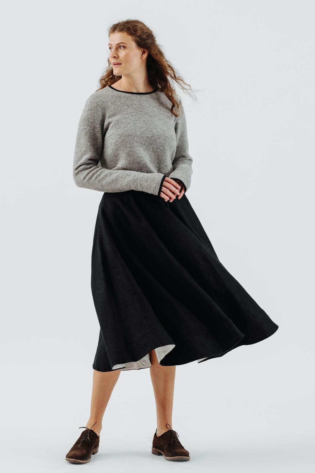 SecondSkin Wool Cropped top Sweater in Grey