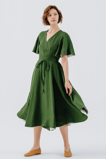 Linen Rosabella Dress. Linen Top . Floral Italian Linen Dress . Classic  Linen Clothing . 