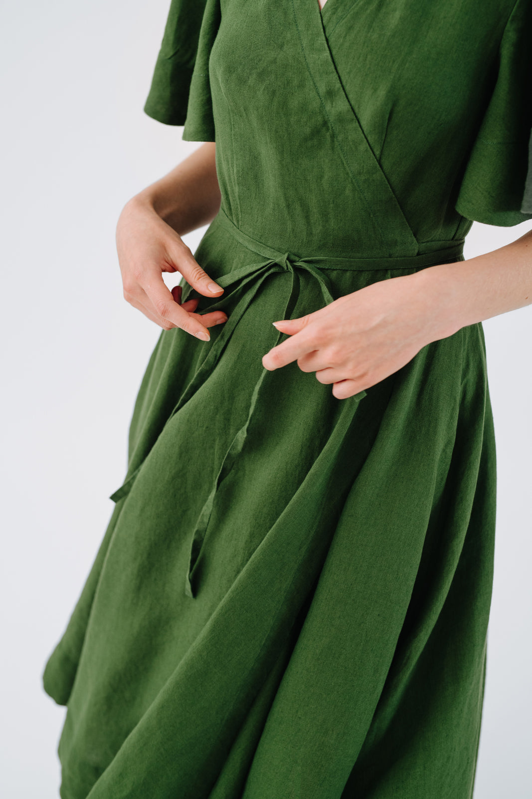 Wrap Dress, Butterfly Sleeve, Emerald Green