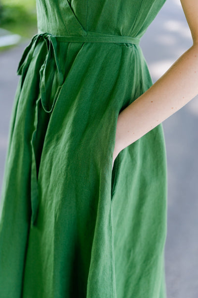 Wrap Dress, Short Sleeve#color_spring-green