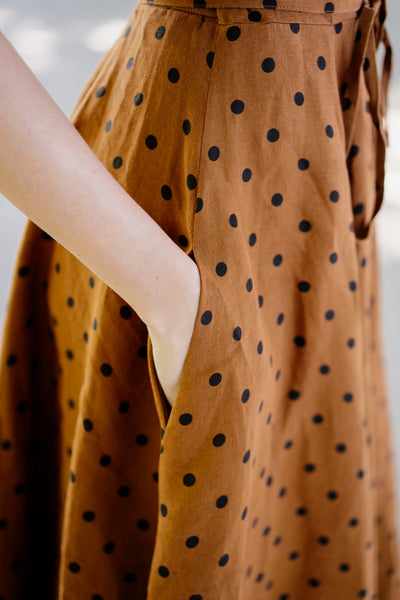 Wrap Dress, Short Sleeve#color_cinnamon-polka-dot