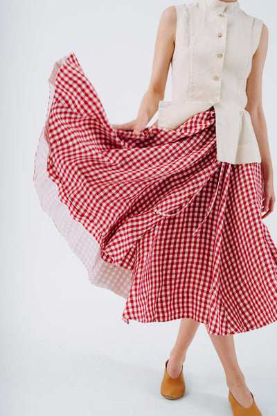 Wrap Skirt, Red Gingham