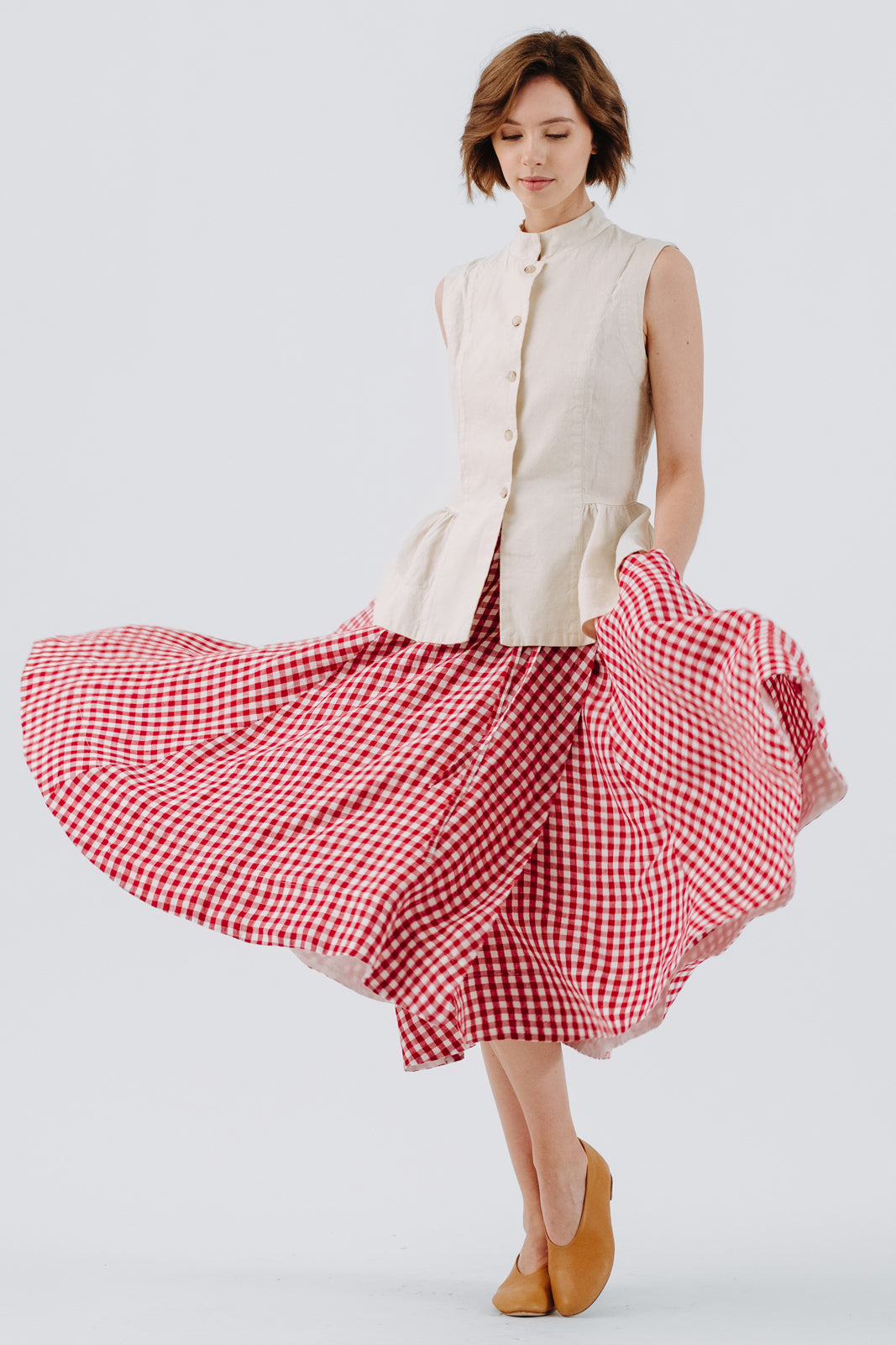 Wrap Skirt, Red Gingham#color_red-gingham