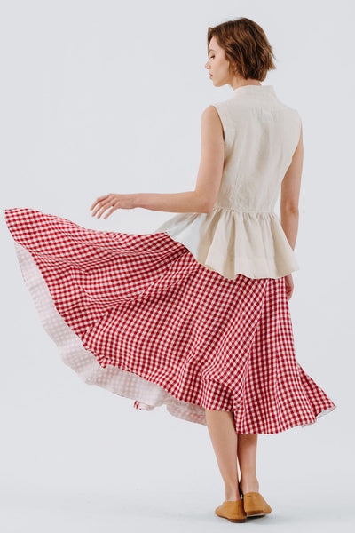 Wrap Skirt, Red Gingham#color_red-gingham