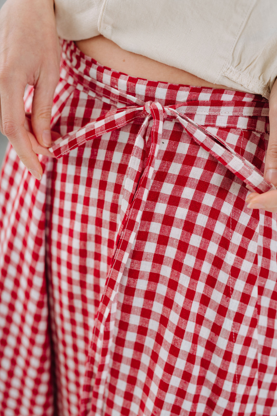 Wrap Skirt, Red Gingham