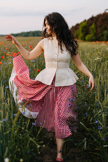 Wrap Skirt, Red Gingham#color_red-gingham