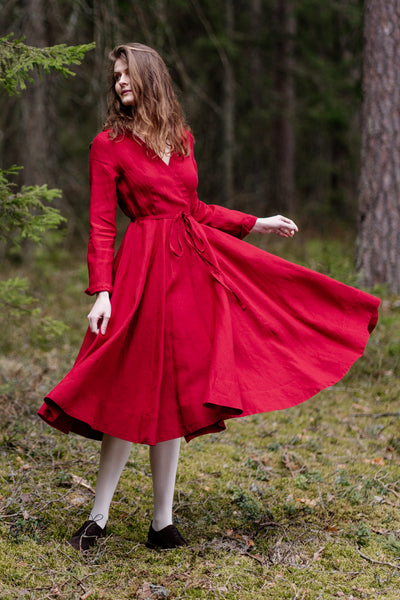 Wrap Dress, Long Sleeve#color_red-poppy