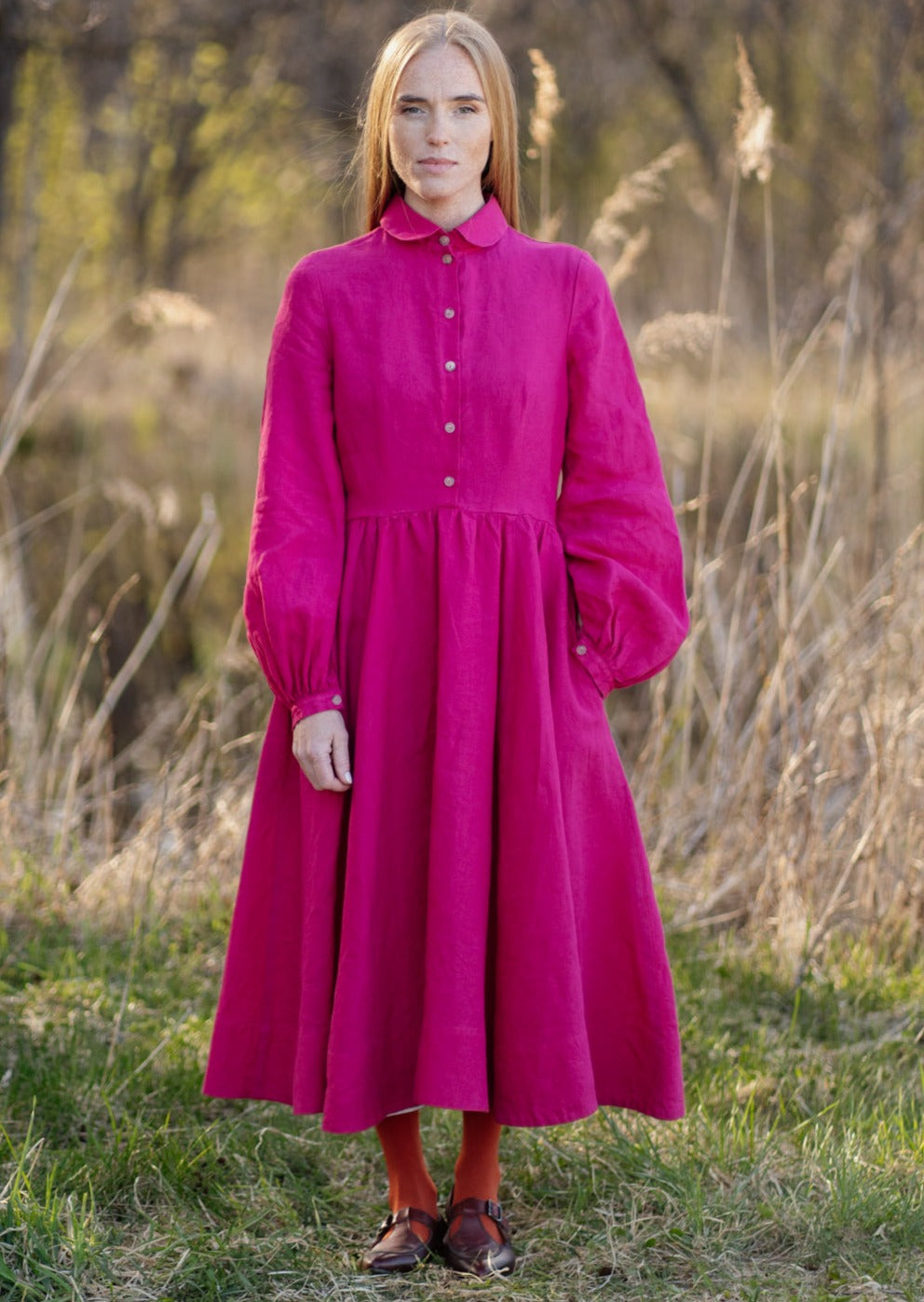 Sophie Dress, Long Sleeve, Son de Flor#color_fuchsia-pink