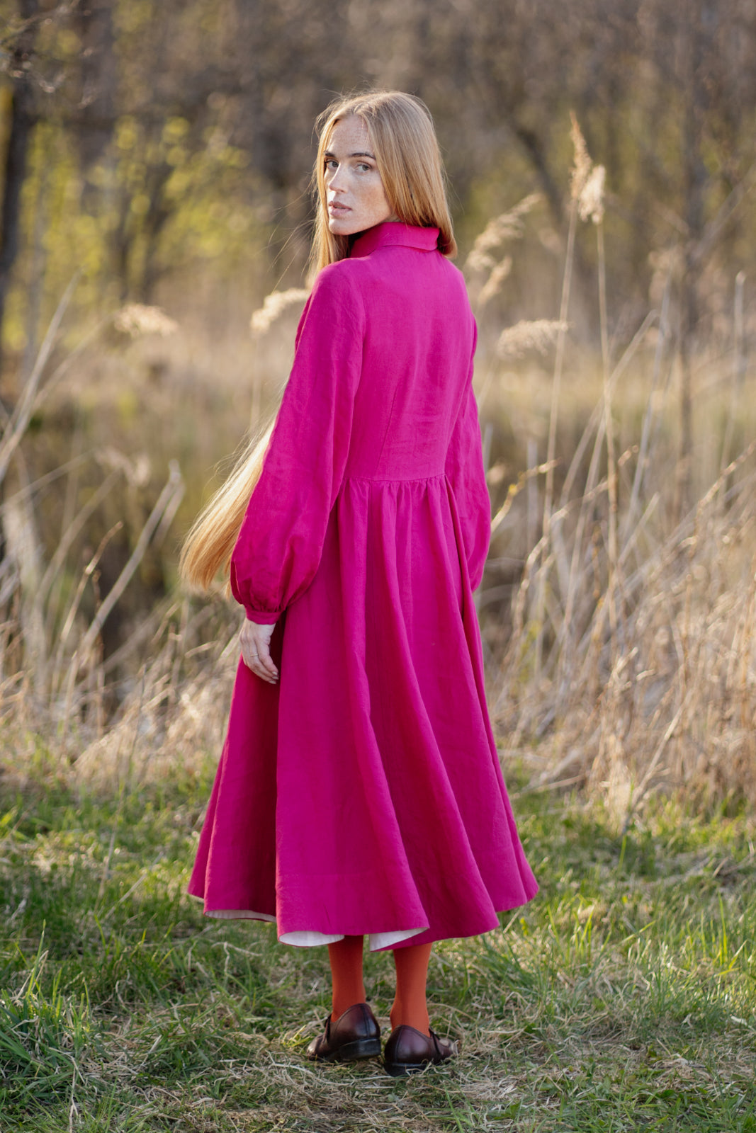 Sophie Dress, Long Sleeve, Son de Flor#color_fuchsia-pink