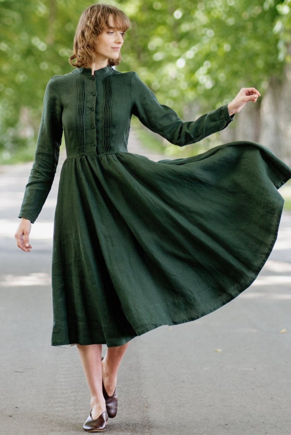 Elisa Dress, Long Sleeve, Evergreen | Son de Flor