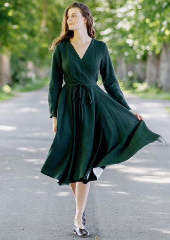My Whole Heart Emerald Green Long Sleeve Wrap Dress