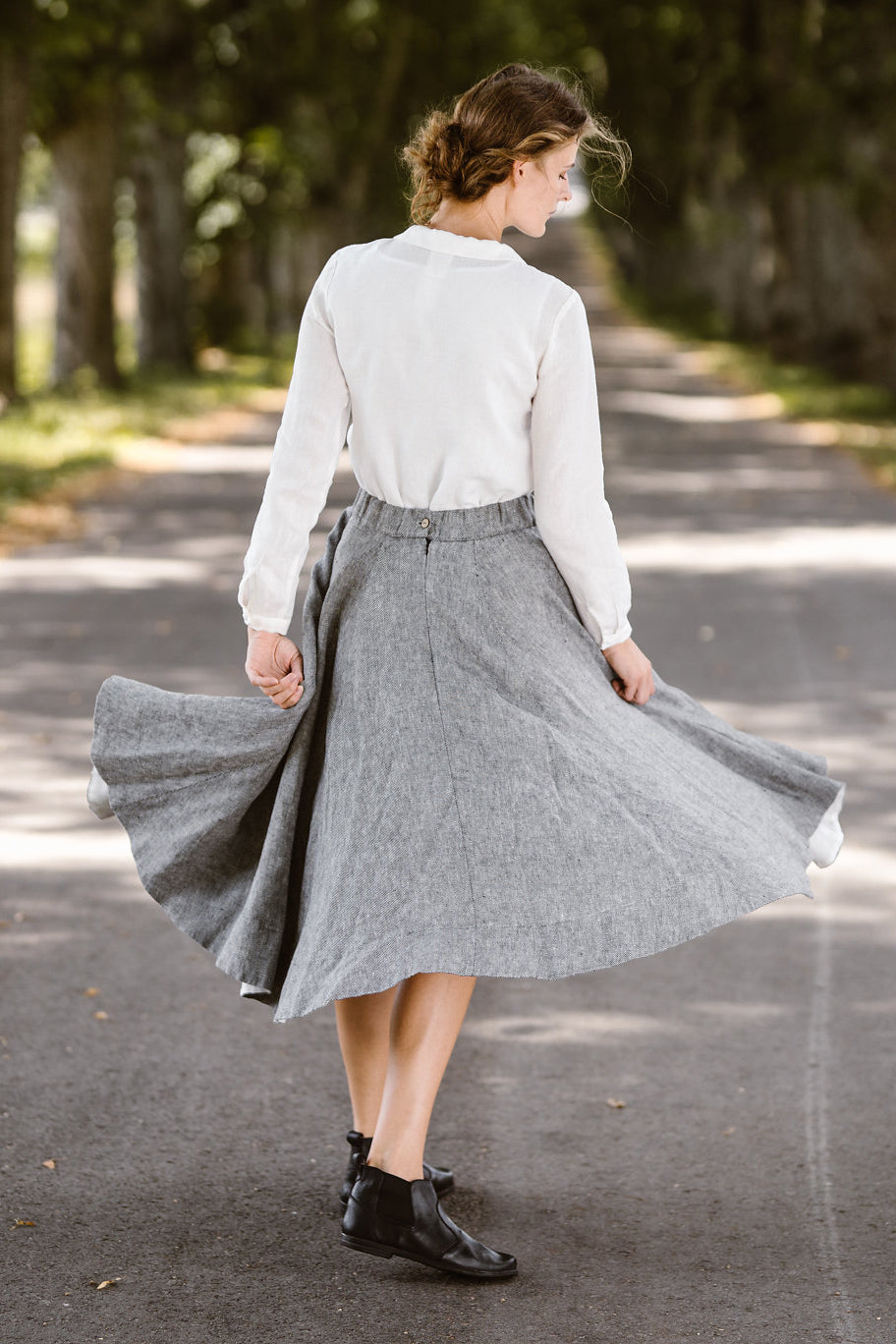 Classic Skirt, Twill - Son de Flor#color_grey-moon