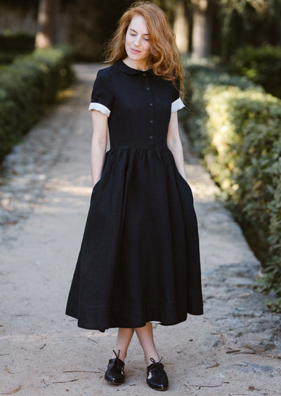 Classic Dress, Short Sleeve#color_black-pansy