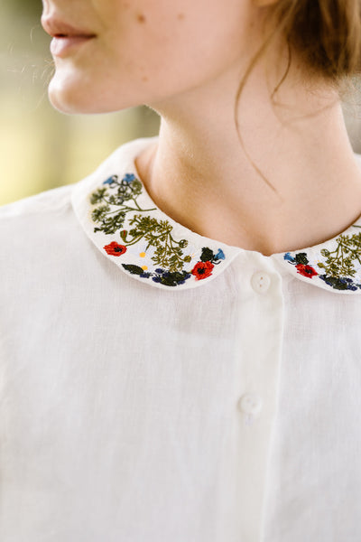 Lorelei | Peter Pan Collar Blouse w/ English Embroidery