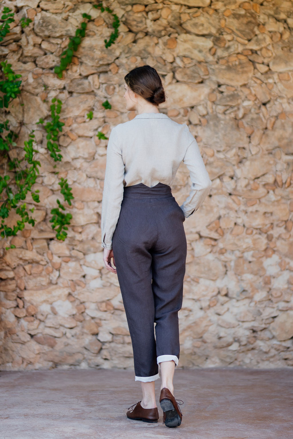 Curve Naomi Genes Stone Pu Peg Leg Trousers  In The Style