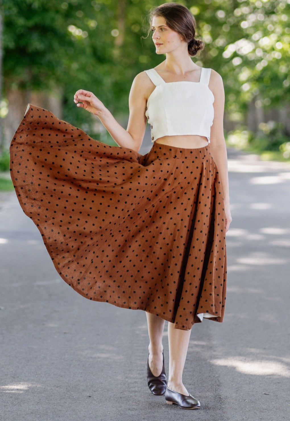 Classic Skirt - Son de Flor#color_cinnamon-polka-dot