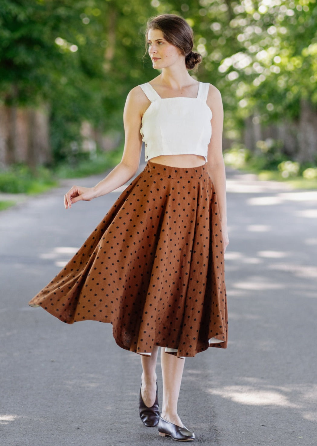 Polka dot outlet skirt brown