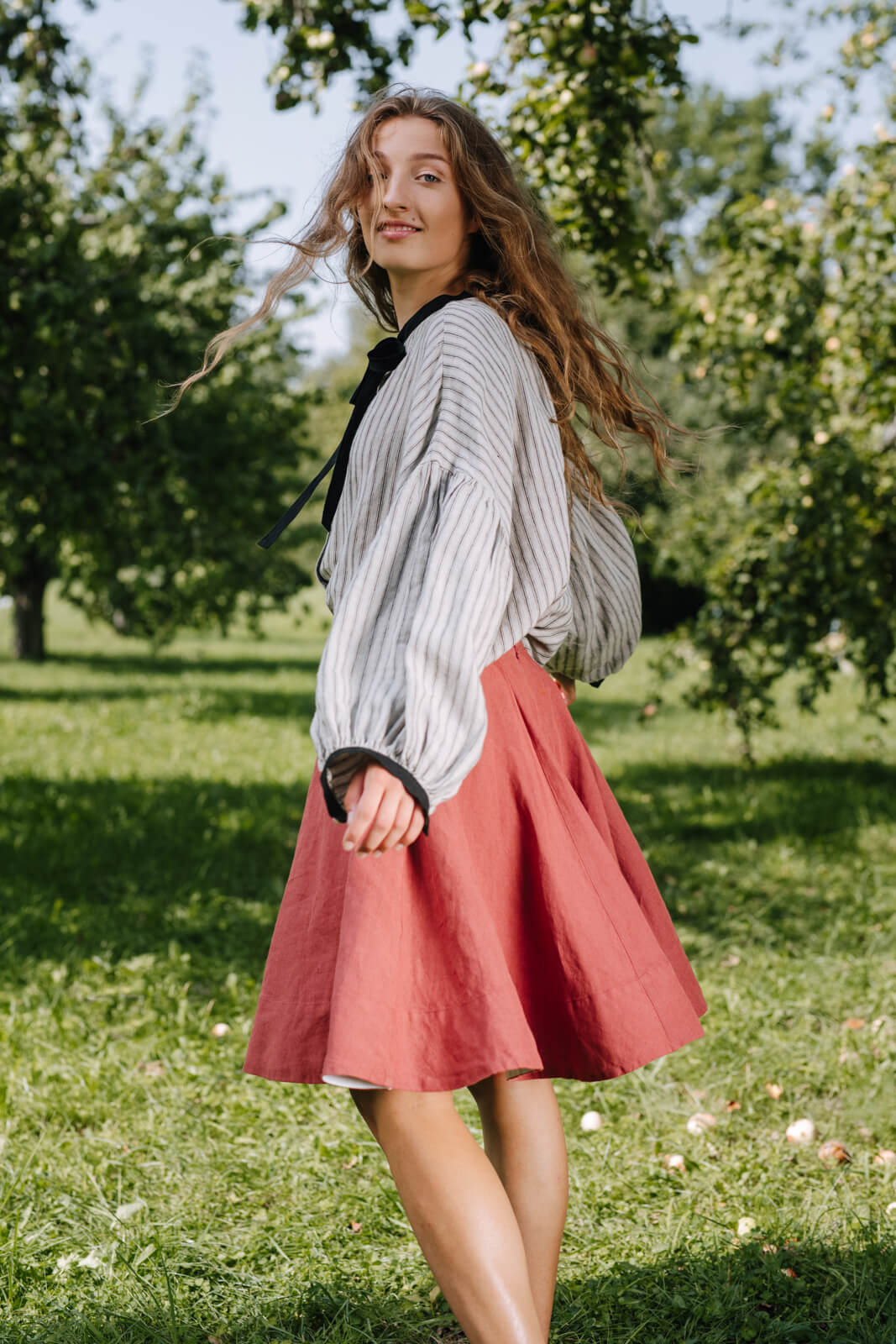 Mini Classic Skirt, Dark Rose, Linen - Son de Flor