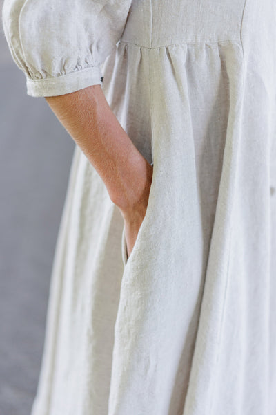 Ophelia Dress, 3/4 Sleeve#color_natural-dot