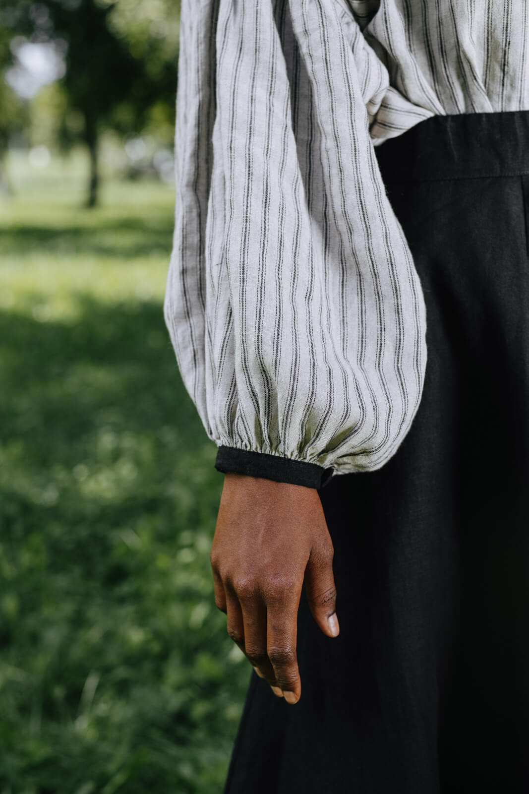 Clementine Shirt, Long Sleeve, Natural Stripe