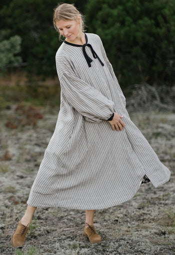 Striped Clementine Dress, Natural Stripe, Long Sleeve - Son de Flor